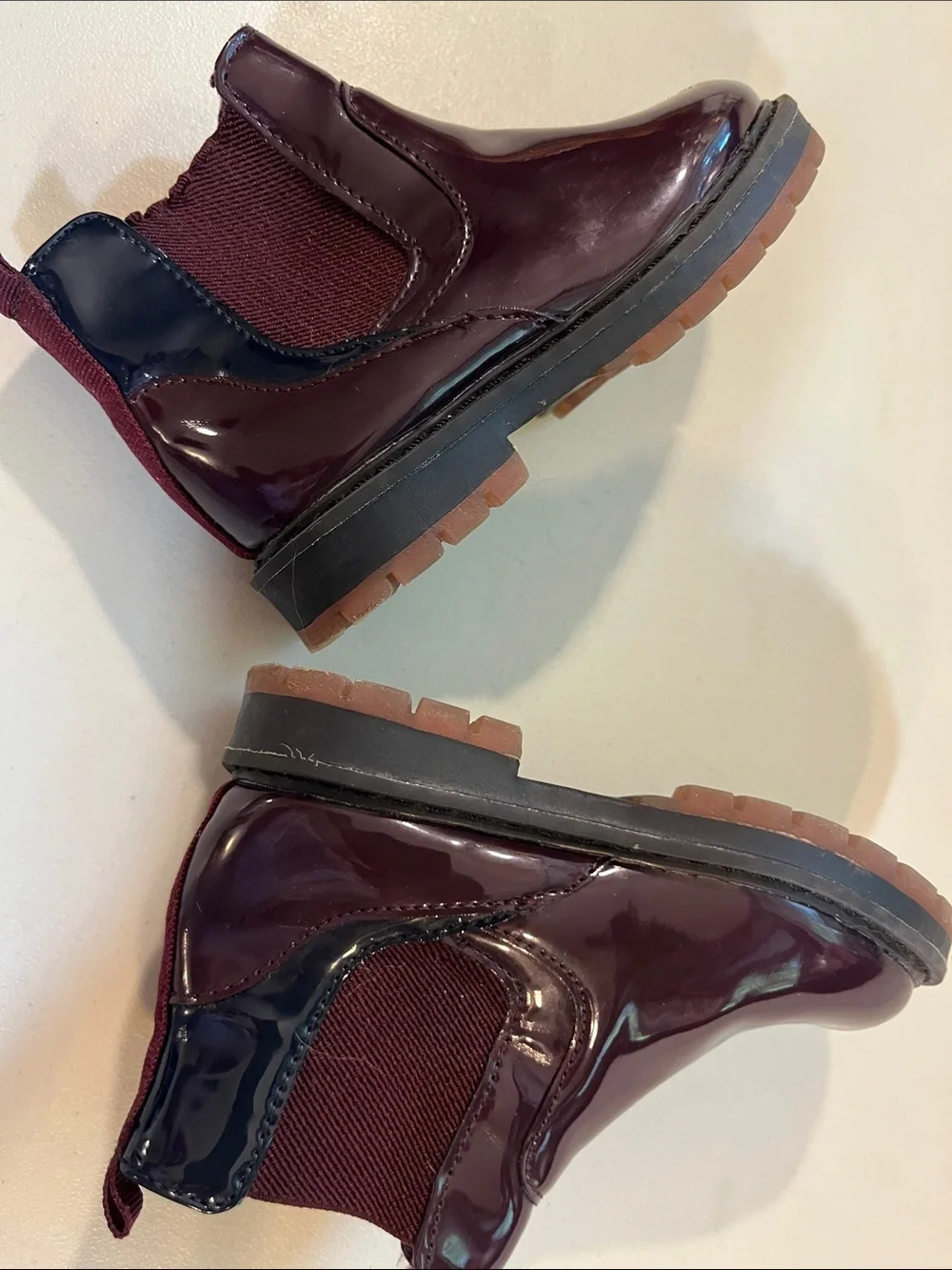 Zara Girls Patent Burgundy Ankle Boots